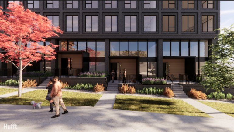 A street-level look at the apartment project proposed for Armour.