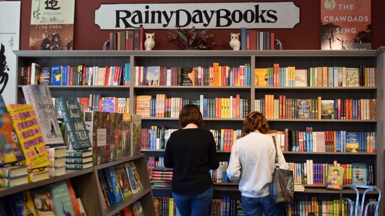 Shoppers at Rainy Day Books.
