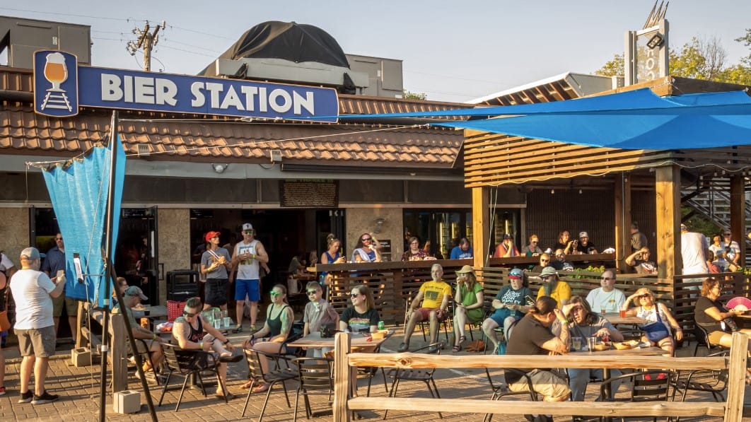 Exterior photo of Bier Station’s patio.