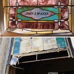 On Jan. 21, the memorial stained glass window was broken into, removing a piece of Park College founder John A. McAfee. (Contributed)
