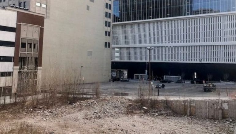Two vacant lots downtown.