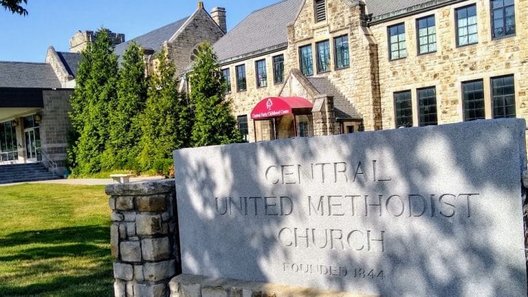 Even though what has been Central United Methodist Church since 1844 now is part of the United Methodist Church of the Resurrection, a sign on the grounds at 52nd and Oak honors the old name and the year of its founding.