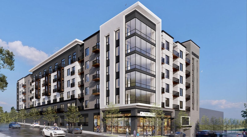 Rendering of the five-story Wonderland apartment building at 19th and Broadway.
