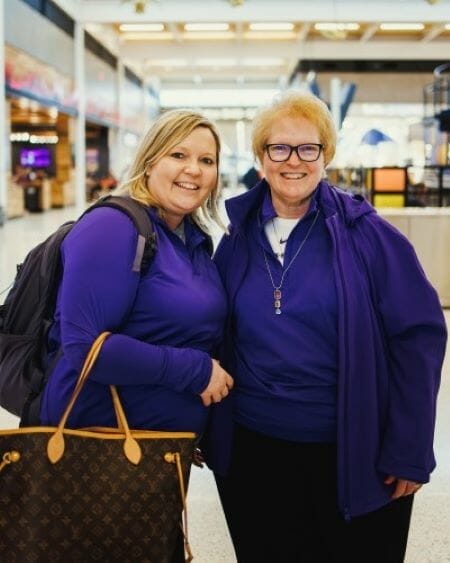 Amber and Ann Ellen Brown flew from Kansas City to New York on March 23 for the Kansas State basketball game.
