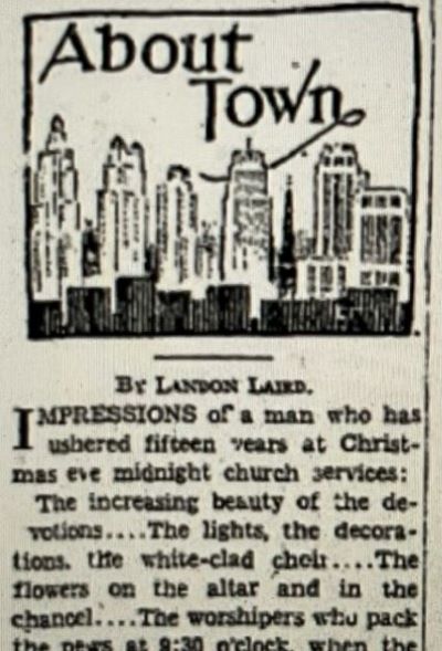 A picture of the "About Town" column in The Kansas City Star.