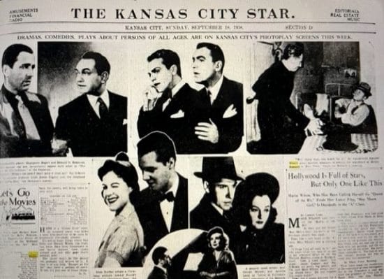 The front page of the Kansas City Star's amusements section.
