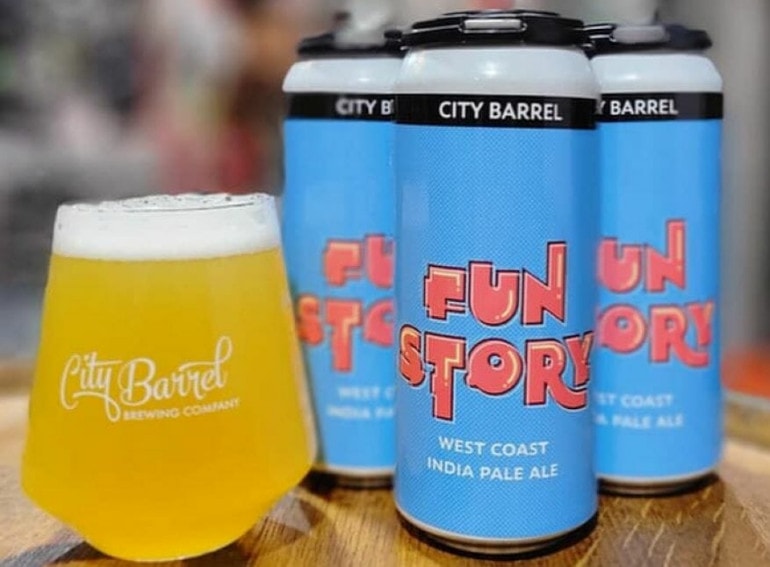 City Barrel’s Fun Story is a West Coast IPA full of tropical and citrus flavors.