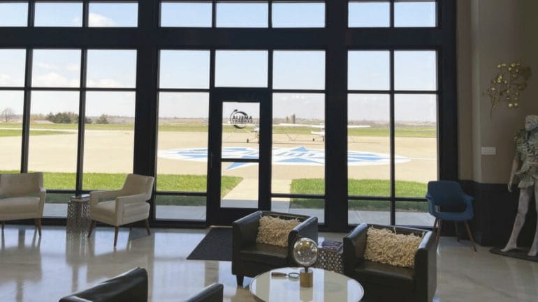 The new building doesn’t just contain the Amelia Earhart Hangar Museum. Toward the back, it also makes space for a sparking new terminal space for the Atchison airport. Airport visitors can peek through interior windows to see the Lockheed Electra 10-E.