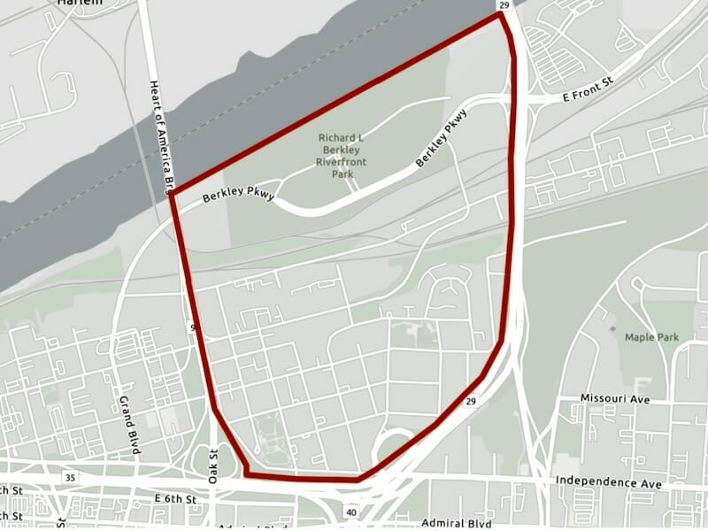 Map of the area covered by a new riverfront connectivity study.