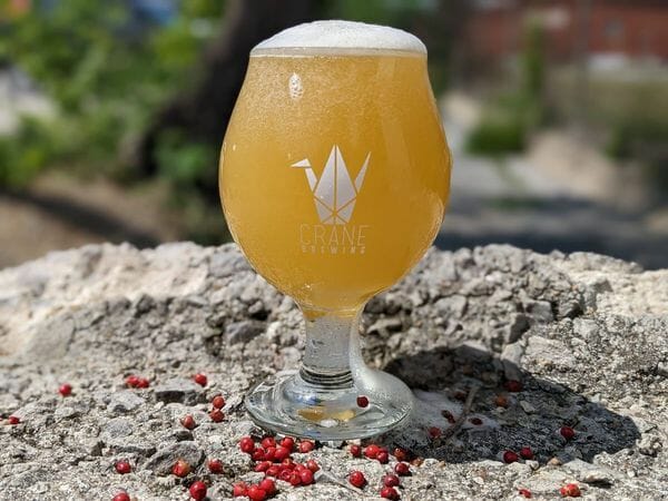 Crane Brewing Co.'s new Belgian Wit, First of All, in a glass.