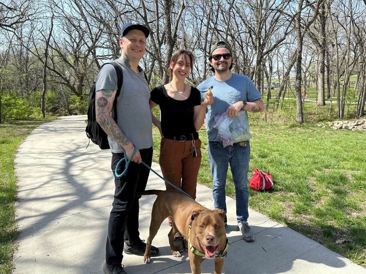 When Jay Sanders (right) of Drastic Measures set out to create a cocktail menu based on wild foods, he met willing foraging mentors Rick Mullins (Mochi, the dog) and Raney Yelenich.