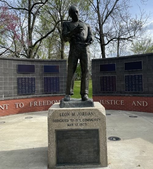 A statute to Freedom Inc. co-founder and three-term Missouri Rep. Leon Jordan was dedicated in 1975.