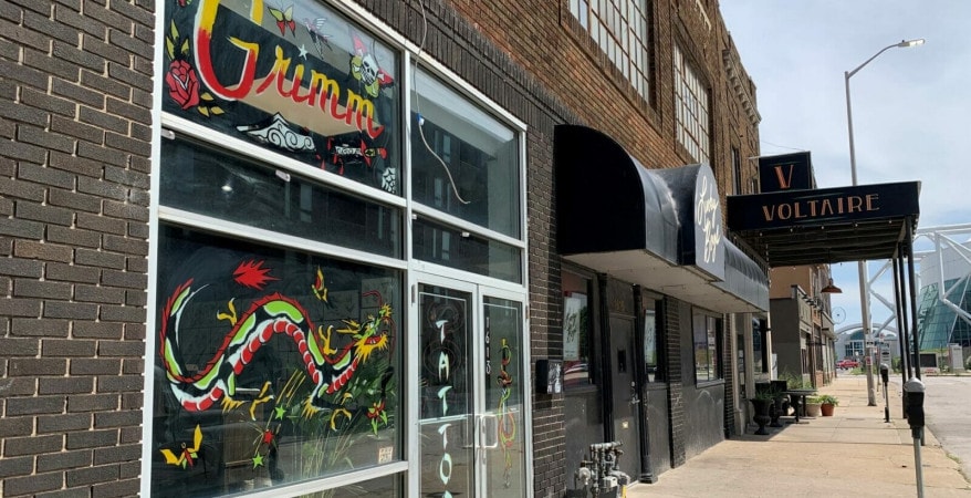 Looking south along Genessee Street from Grimm Tattoo's new location.