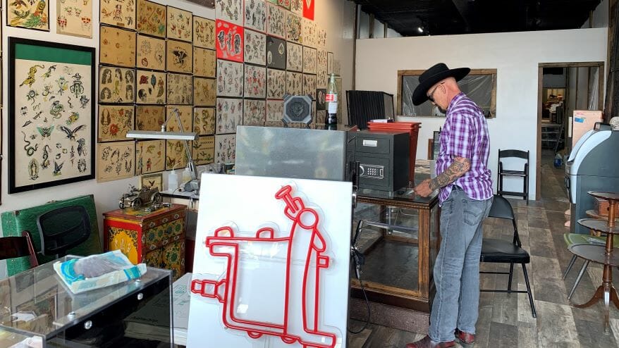 Owner Wes Grimm at the new Grimm Tattoo.
