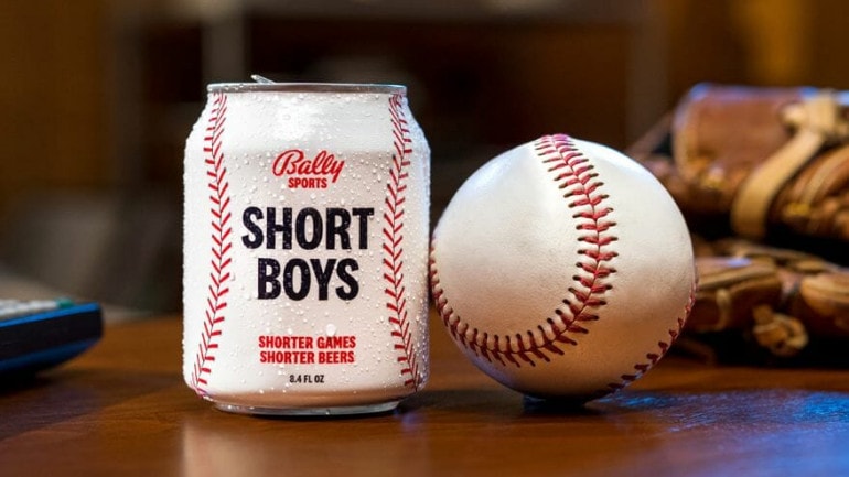 City Barrel's Short Boys beer next to a baseball.