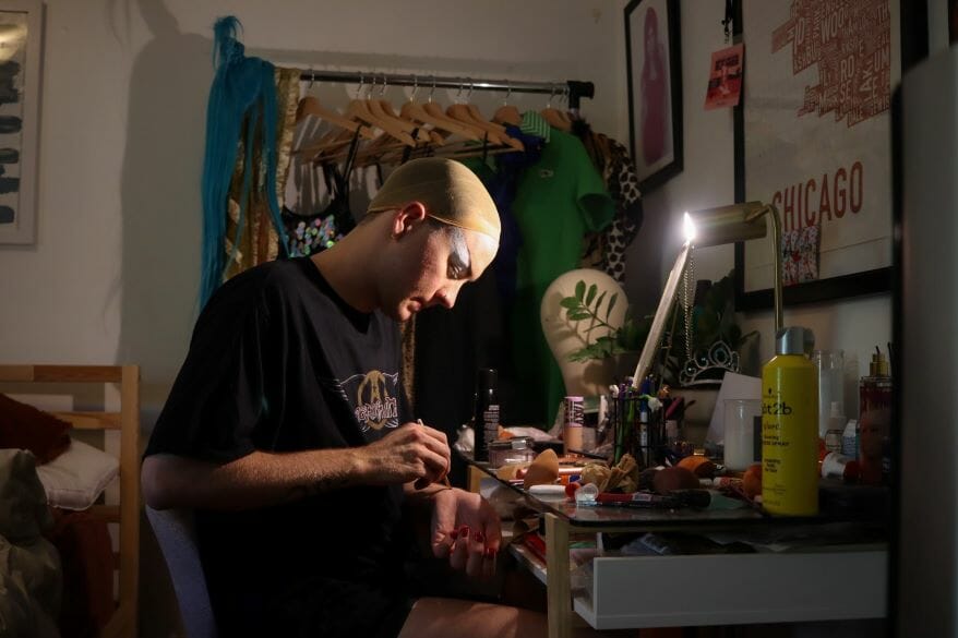 Drag queen “Kiki Cobra” getting ready.