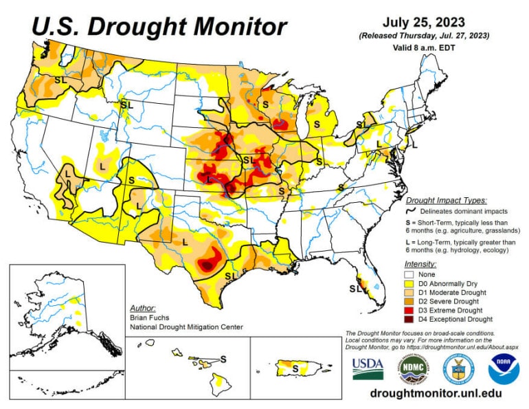 U.S. drought map.