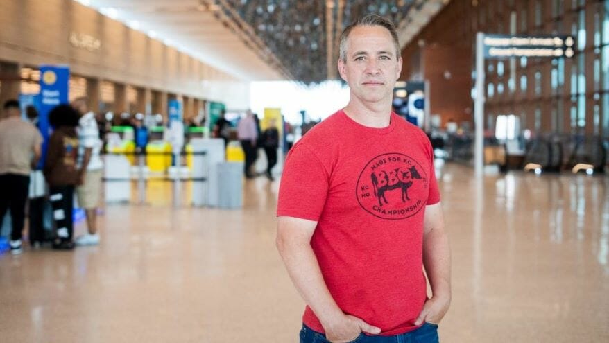 Bartender Matthew Mahowski at the new KCI airport terminal.
