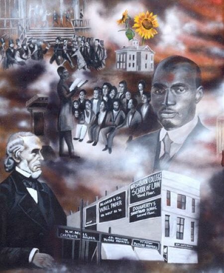 A panel from Michael Toombs' mural commemorating the Brown v. Board of Education ruling.
