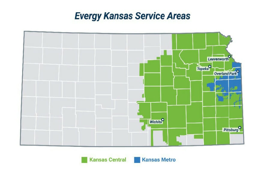 Evergy's Kansas service map.