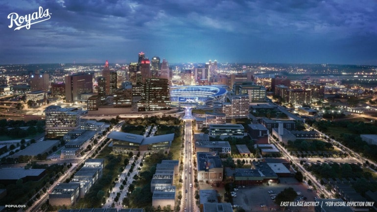 A view from the east of a possible Royals ballpark in the East Village area of downtown.