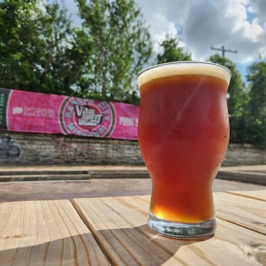 A glass of Vine Street Brewing's Steel Fountains.