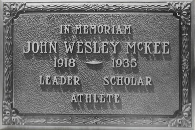Following John McKee’s death, Southwest High School administrators installed this plaque in his memory.