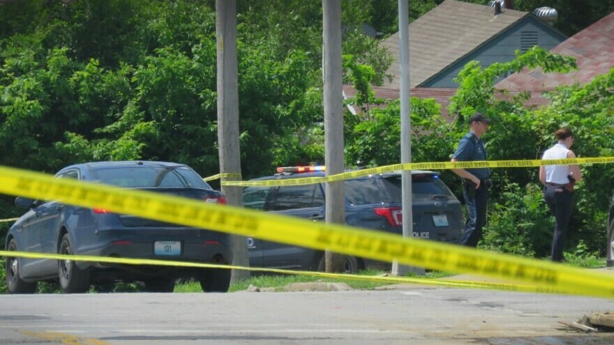 Kansas City Police investigate a shooting at 43rd Street and Cleveland Avenue on June 2, 2021.
