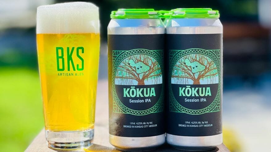BKS Artisan Ales' Kokua in a glass and cans.
