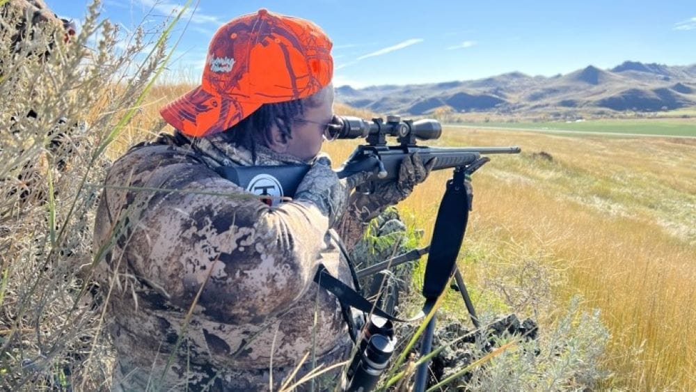 Antonette Coffee looked through the scope of her rifle as she aimed at an antelope during a women's-only hunt in Wyoming.