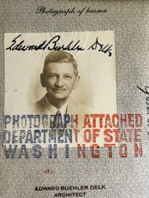 Architect Edward Buehler Delk's passport photo.