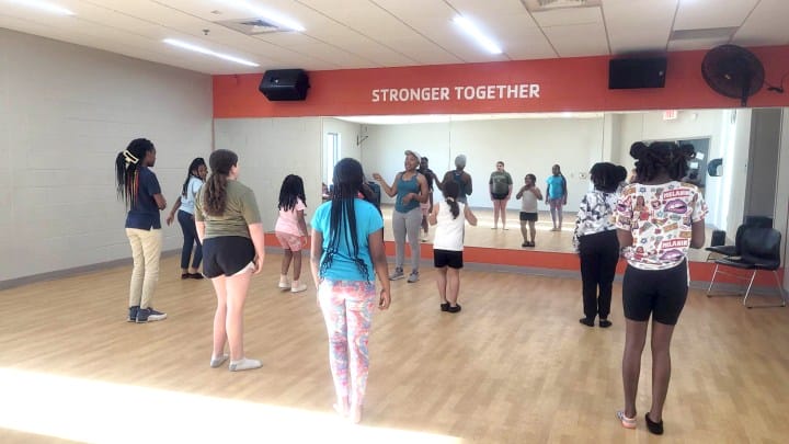 Youth Hip Hop class, offered free at Linwood YMCA and taught by Toinelle Starr Williams as part of City in Motion’s Dance Satellite Project funded by the Health Forward Foundation.