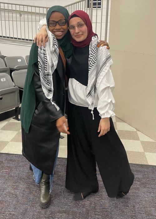University of Missouri-Kansas City students Maryam Oyebamiji (left) and Yara Salamed (right) are part of Students for Justice in Palestine, a student-led group that recently organized and is focused on supporting the global BDS movement.