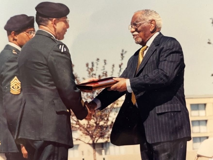 After Henry Johnson posthumously received a Distinguished Service Cross in 2003, Herman Johnson participated in a ceremony acknowledging the honor at what is now the National WWI Memorial and Museum.