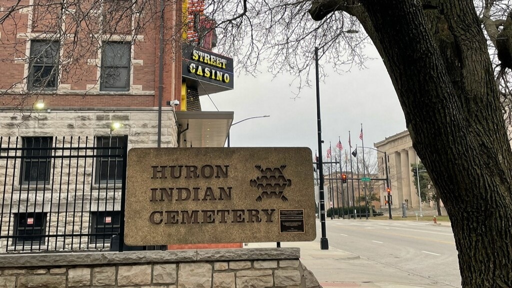 The Huron Indian Cemetery, where many members of the Wyandot Nation of Kansas are buried, is next to the 7th Street Casino.