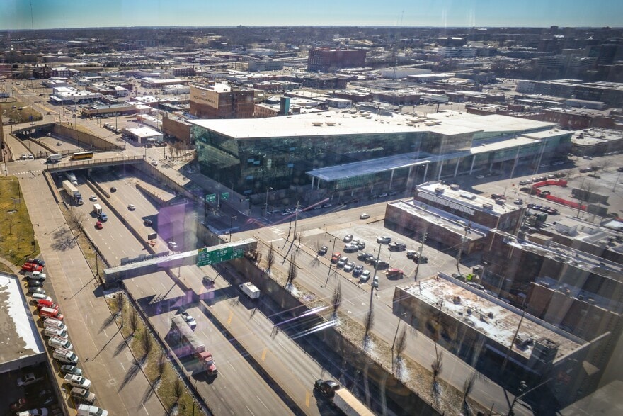 A photograph taken in February 2024 shows the approximate area where the Royals have proposed building their new stadium.