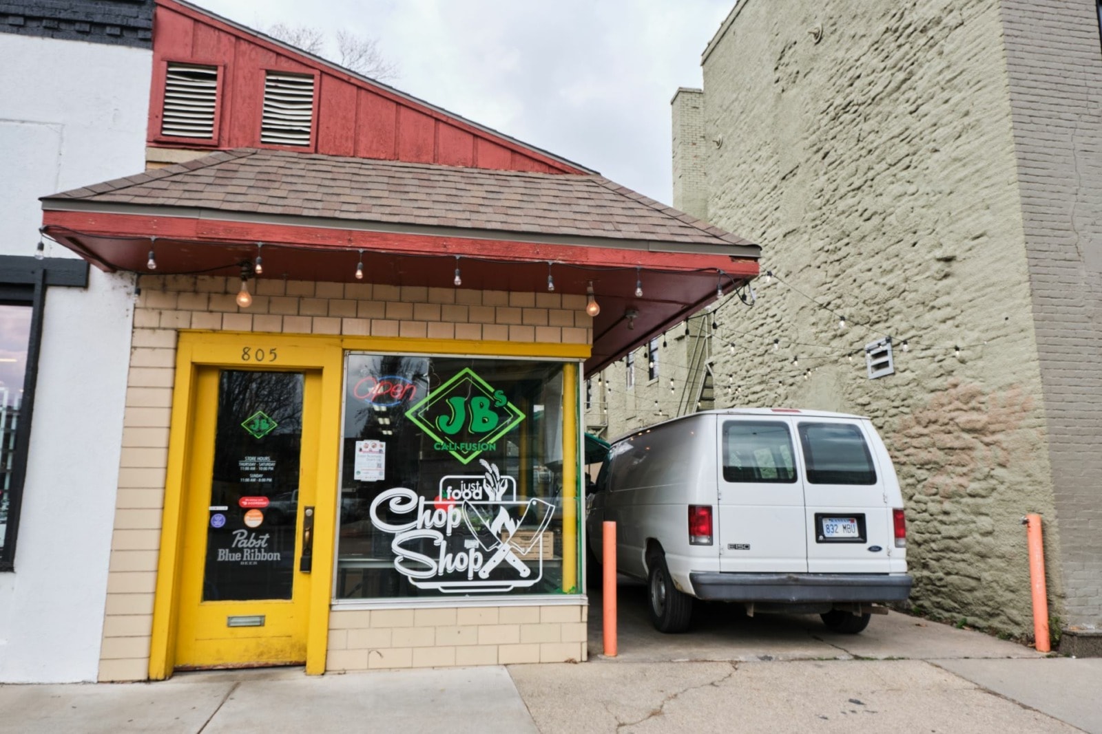 Exterior of Chop Shop's restaurant space in Lawrence, Kansas.