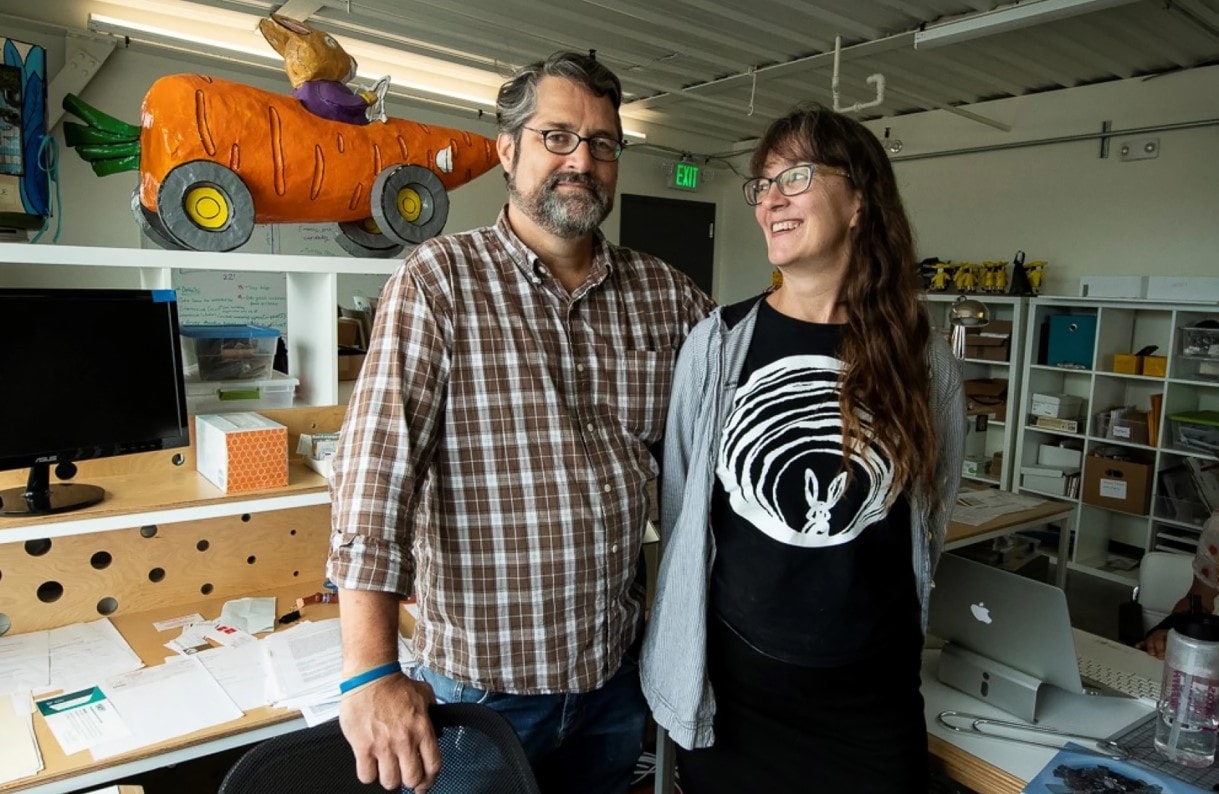 Co-founders and spouses Pete Cowdin and Deb Pettid, pictured here in 2019, first began working on The Rabbit Hole in 2018. Their new museum will open to the public March 12.