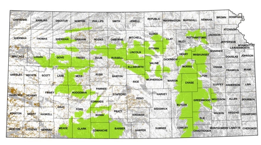 Map of Kansas grassland.