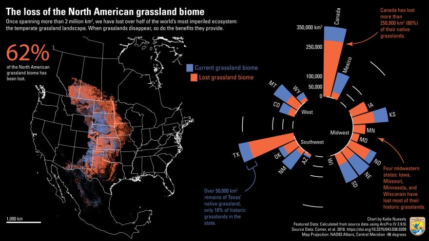 Map of shrinking grasslands.