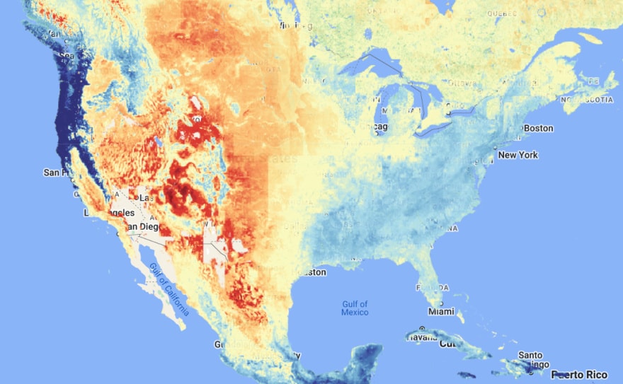 A screenshot from the online, interactive albedo and climate impact map.