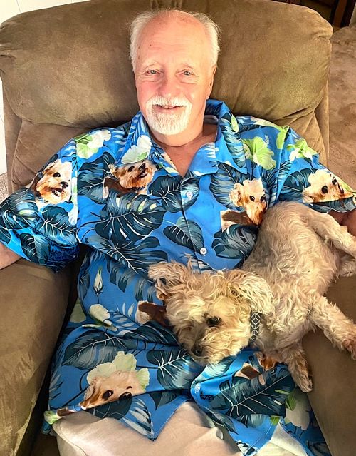 The Rev. Lawrence Kyle Hern, a retired United Methodist pastor, with his pet dog Bear, a companion for more than 14 years.