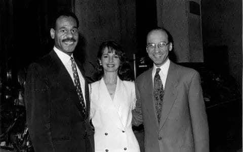 In this undated photo, then-Kansas City Mayor Emanuel Cleaver (left) stands with Rabbi Michael R. Zedek of The Temple, Congregation B'nai Jehudah and Zedek's wife, Karen. Cleaver was the longtime pastor at St. James United Church. Zedek estimated the photo was taken in the early 1990s at B'nai Jehudah's former site at 69th Street and Holmes Road in Kansas City. Zedek and Cleaver had many pulpit exchanges during that period. (Photo courtesy of The Kansas City Star)